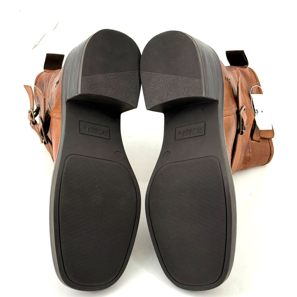 Roan by Bed Stu Spry Leather Engineer Booties Sz 8 Pecan Austin Double Buckle - Picture 9 of 10